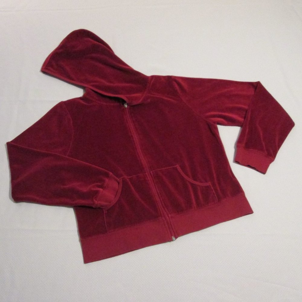 💓 Z JUNIORS VELOUR FULL ZIP BURGUNDY/RED HOODIE – SIZE L 💓